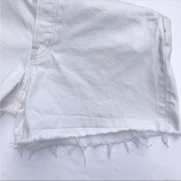 & Other Stories White Denim Button Fly Shorts Size 10 - Picture 7 of 10